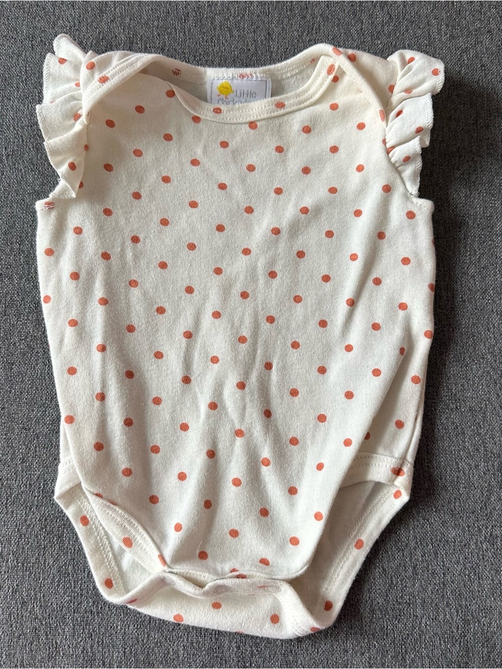 Little Me Cream One-Piece Bodysuit with Coral Polka Dots